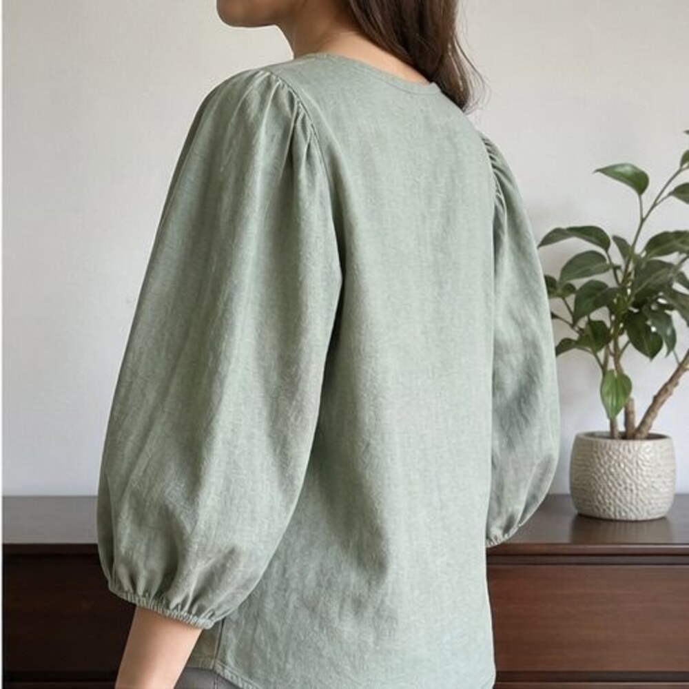 Sage Button Blouse - Picture 3 of 6
